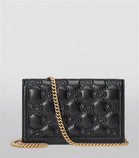 Womens Gucci black Matelassé Leather GG Chain 